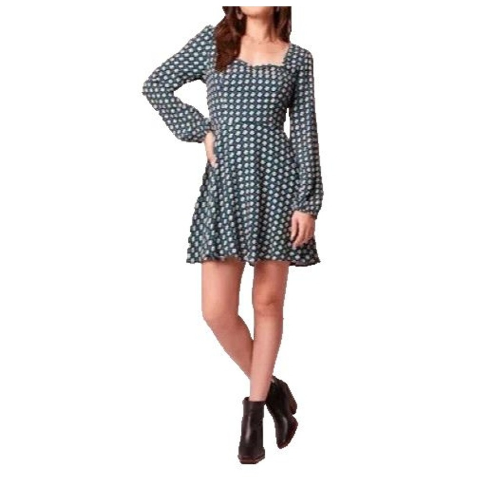 Band Of The Free Women's Genevieve Diamond Mini Dress Black Deep Teal Small